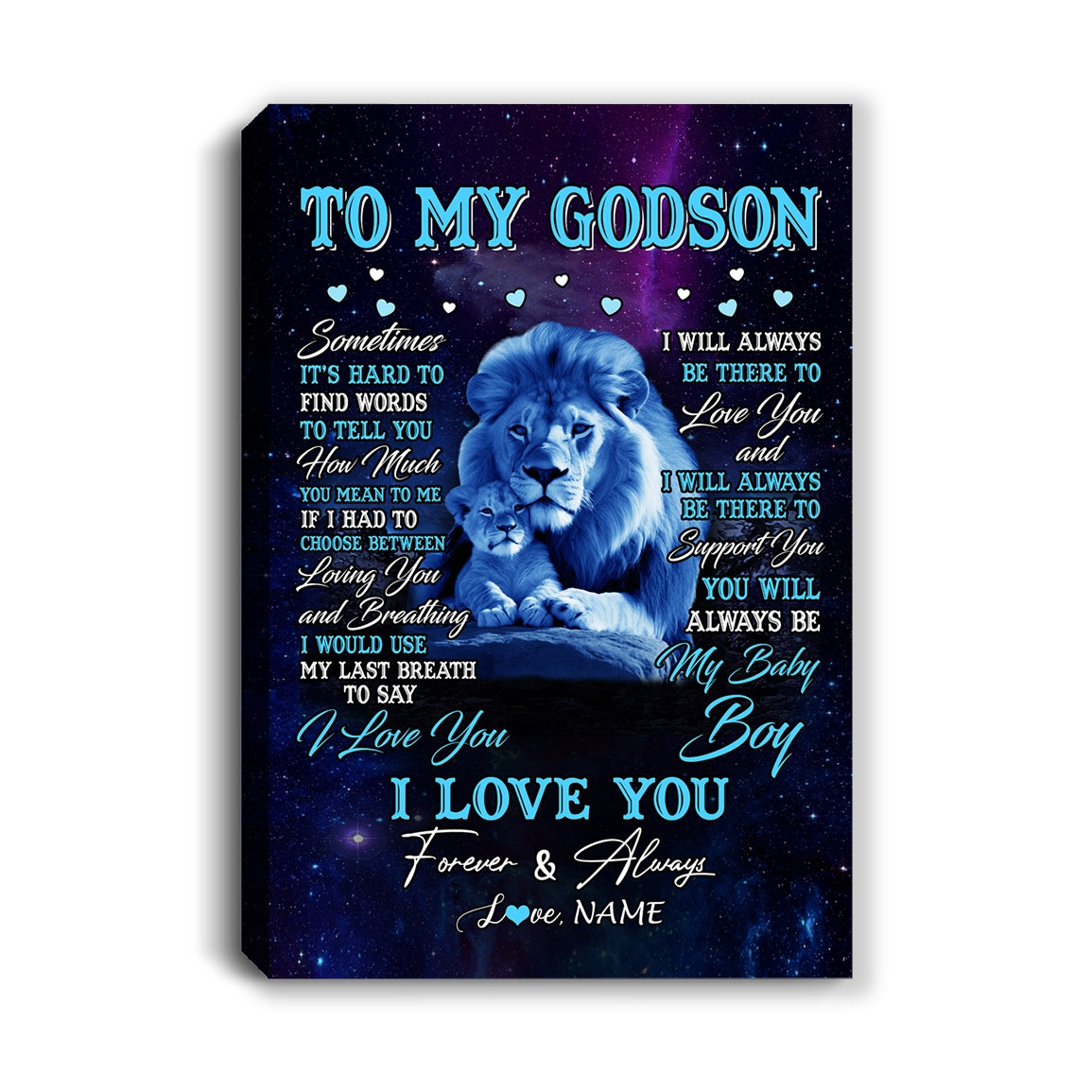 Personalized To My Godson Canvas From Godfather Uncle Sometimes It's Hard Lion Godson Gift Birthday Graduation Christmas Customized Fleece Throw Canvas | siriusteestore
