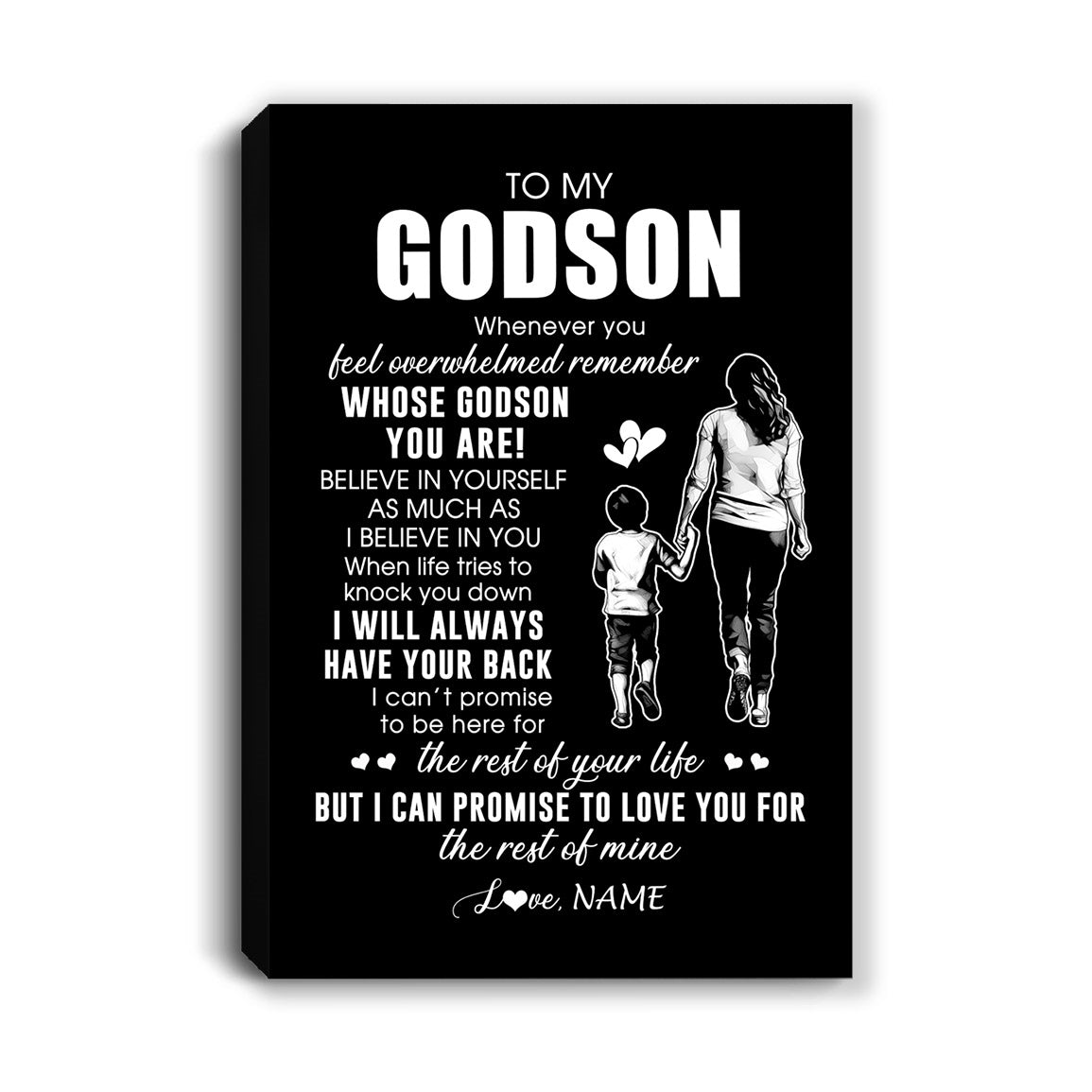 Personalized To My Godson Canvas From Godmother Whenever You Feel Overwhelmed Godson Birthday Gifts Graduation Christmas Custom Wall Art Print Framed Canvas | siriusteestore