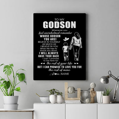 Personalized To My Godson Canvas From Godmother Whenever You Feel Overwhelmed Godson Birthday Gifts Graduation Christmas Custom Wall Art Print Framed Canvas | siriusteestore