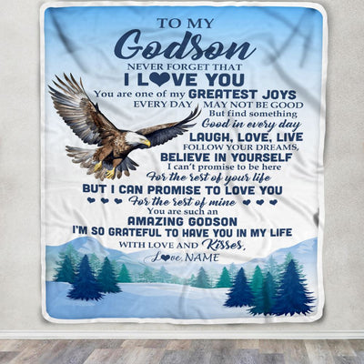 Personalized To My Godson Eagle Blanket From Godmother Never Forget That I Love You Godson Gift Birthday Graduation Christmas Customized Gift Fleece Blanket | siriusteestore