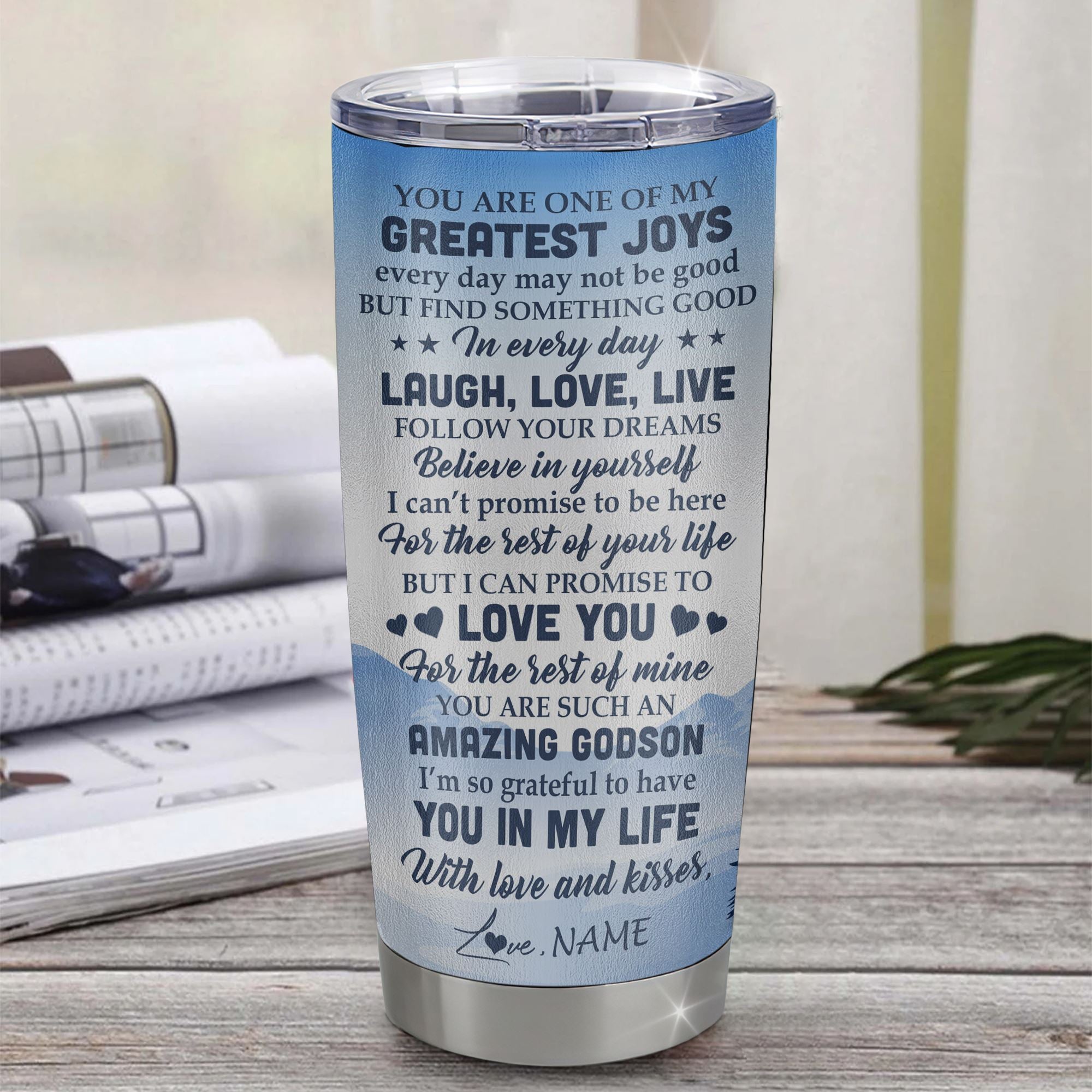 Personalized To My Godson Eagle Tumbler From Godmother Stainless Steel Cup Never Forget That I Love You Godson Gift Birthday Graduation Christmas Travel Mug | siriusteestore