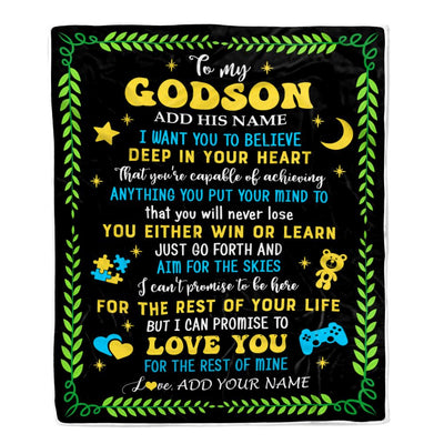 Personalized To My Godson Gift Blanket From Godmother Uncle Letter Sleep Cute Godson Birthday Idea Graduation Christmas Customized Fleece Throw Blanket | siriusteestore