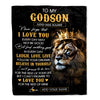 Personalized To My Godson Gifts Blanket From Godfather Aunt Godmother Laugh Love Live Lion Godson Happy Birthday Gifts Graduation Christmas Fleece Blanket | siriusteestore