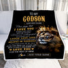 Personalized To My Godson Gifts Blanket From Godfather Aunt Godmother Laugh Love Live Lion Godson Happy Birthday Gifts Graduation Christmas Fleece Blanket | siriusteestore