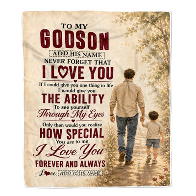 Personalized To My Godson Gifts Blanket From Godfather Godson Holding Hands Letter Birthday Gift Graduation Christmas Customized Bed Fleece Throw Blanket | siriusteestore