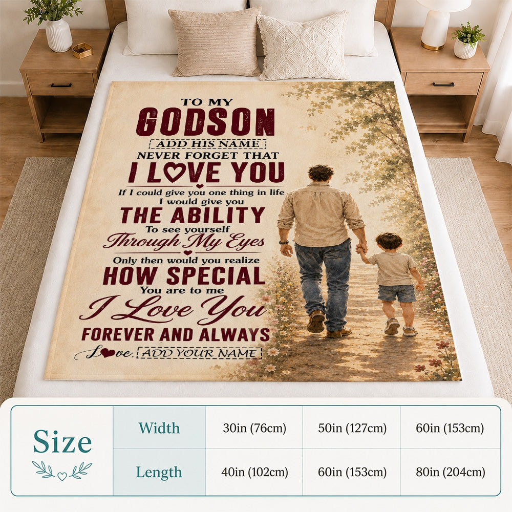 Personalized To My Godson Gifts Blanket From Godfather Godson Holding Hands Letter Birthday Gift Graduation Christmas Customized Bed Fleece Throw Blanket | siriusteestore