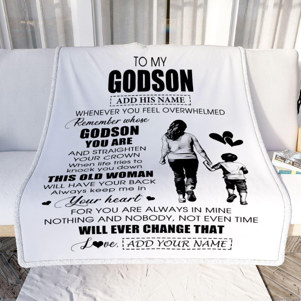 Personalized To My Godson Gifts Blanket From Godmother Aunt Whenever Woman Unique Birthday Gifts For Godson Graduation Christmas Custom Fleece Throw Blanket | siriusteestore