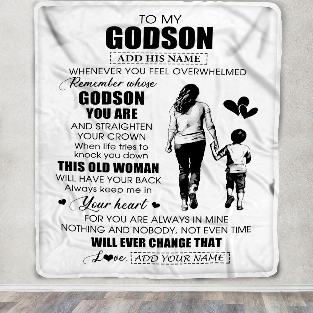 Personalized To My Godson Gifts Blanket From Godmother Aunt Whenever Woman Unique Birthday Gifts For Godson Graduation Christmas Custom Fleece Throw Blanket | siriusteestore