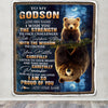 Personalized To My Godson Gifts Blanket From Godmother Godfather I Wish You The Strength Bear Godson Birthday Gifts Christmas Graduation Fleece Blanket | siriusteestore