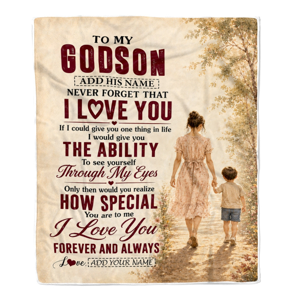 Personalized To My Godson Gifts Blanket From Godmother Godson Holding Hands Letter Birthday Gift Graduation Christmas Customized Bed Fleece Throw Blanket | siriusteestore