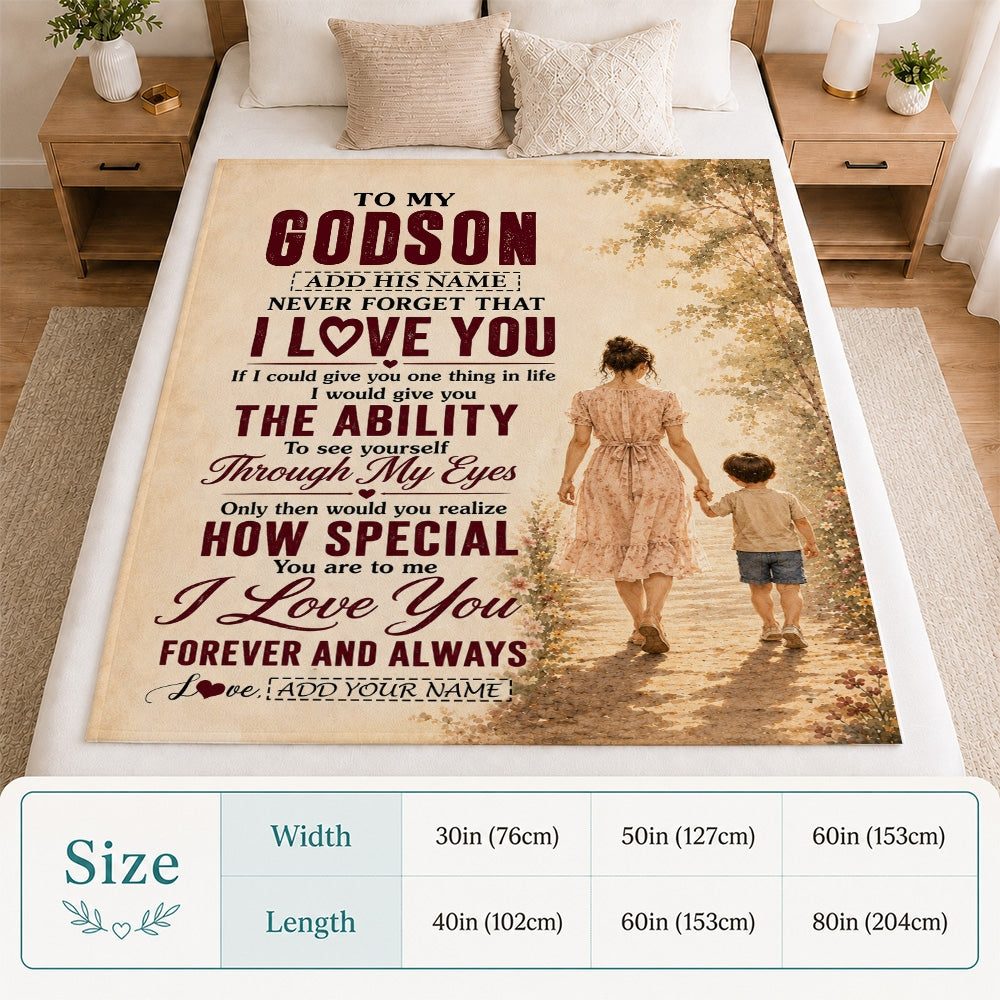 Personalized To My Godson Gifts Blanket From Godmother Godson Holding Hands Letter Birthday Gift Graduation Christmas Customized Bed Fleece Throw Blanket | siriusteestore