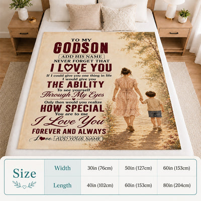 Personalized To My Godson Gifts Blanket From Godmother Godson Holding Hands Letter Birthday Gift Graduation Christmas Customized Bed Fleece Throw Blanket | siriusteestore
