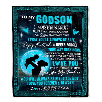 Personalized To My Godson Gifts Blanket From Godmother Promise To Love You Gifts For Godson Birthday Graduation Christmas Custom Fleece Throw Blanket | siriusteestore