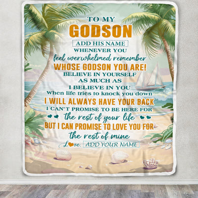 Personalized To My Godson Gifts Blanket From Godmother Uncle Godmother Whenever You Feel Beach Godson Birthday Gifts Graduation Christmas Fleece Blanket | siriusteestore