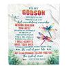 Personalized To My Godson Gifts Blanket From Godmother Uncle Godmother Whenever You Feel Dragonfly Godson Birthday Gifts Graduation Christmas Fleece Blanket | siriusteestore