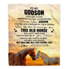 Personalized To My Godson Gifts Blanket From Godmother Uncle Whenever Horse Unique Birthday Gifts For Godson Graduation Christmas Custom Fleece Throw Blanket | siriusteestore