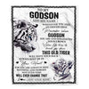 Personalized To My Godson Gifts Blanket From Godmother Uncle Whenever White Tiger Unique Birthday Gifts For Godson Graduation Christmas Fleece Throw Blanket | siriusteestore