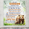 Personalized To My Godson Gifts Blanket From Godmother Wherever Your Journey In Life Bear Godson Birthday Gifts Graduation Customized Fleece Throw Blanket | siriusteestore