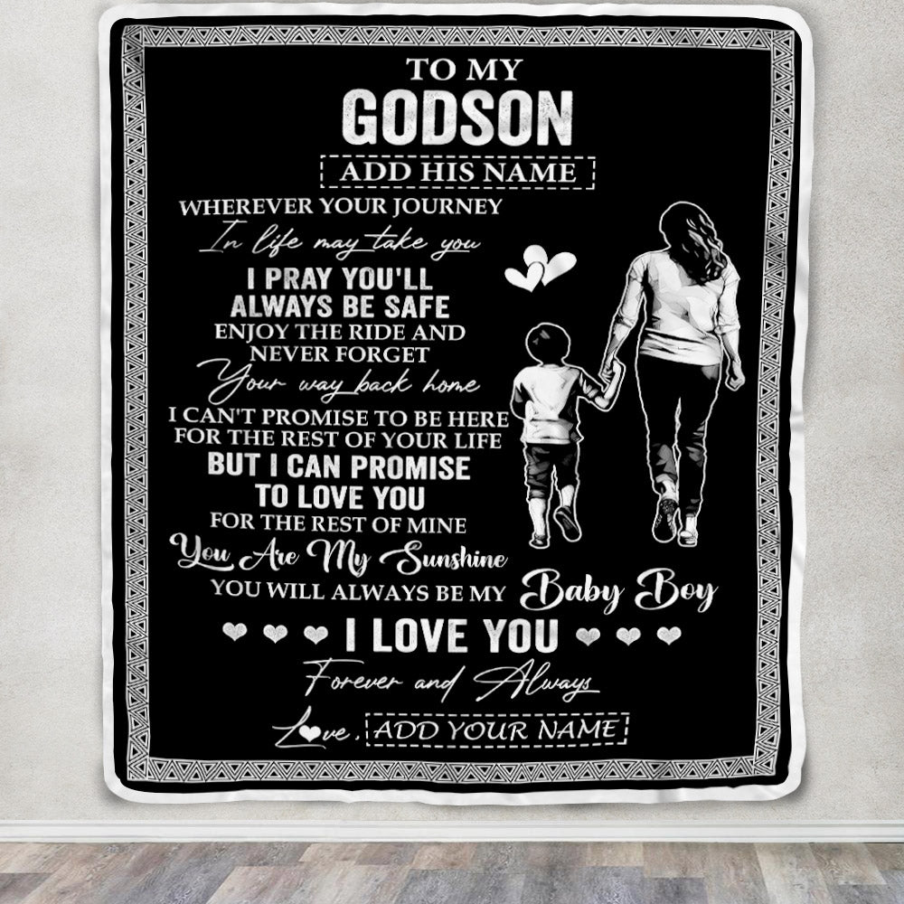 Personalized To My Godson Gifts Blanket From Godmother Wherever Your Journey In Life Godmom Goddaughter Birthday Gifts Christmas Customized Fleece Blanket | siriusteestore