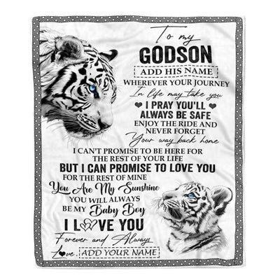 Personalized To My Godson Gifts Blanket From Godmother Wherever Your Journey In Life White Tier Goddaughter Birthday Gifts Christmas Customized Fleece Blanket | siriusteestore