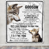 Personalized To My Godson Gifts Blanket From Godmother Wherever Your Journey In Life Wolf Godson Birthday Gifts Graduation Customized Fleece Throw Blanket | siriusteestore