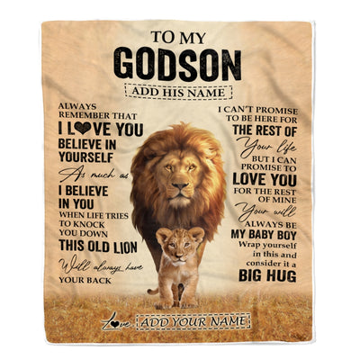 Personalized To My Godson Gifts Blanket From Uncle Always Remember Lion Gifts For Godson Birthday Graduation Christmas Customized Fleece Throw Blanket | siriusteestore