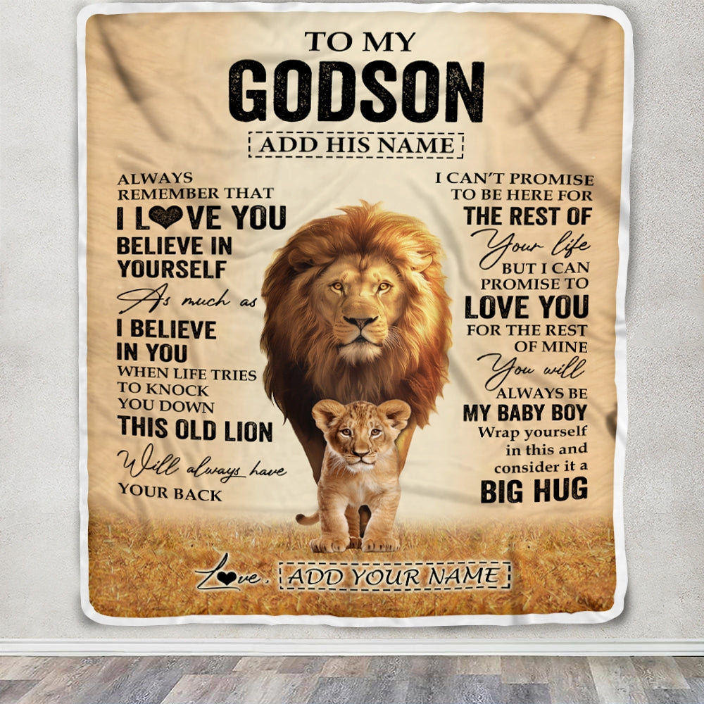 Personalized To My Godson Gifts Blanket From Uncle Always Remember Lion Gifts For Godson Birthday Graduation Christmas Customized Fleece Throw Blanket | siriusteestore