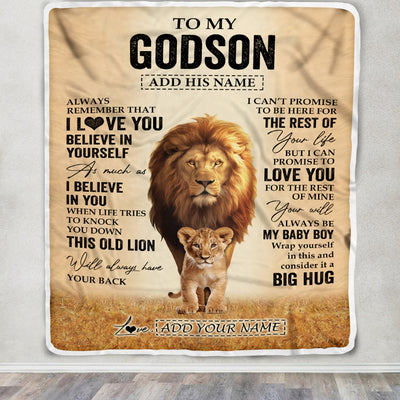 Personalized To My Godson Gifts Blanket From Uncle Always Remember Lion Gifts For Godson Birthday Graduation Christmas Customized Fleece Throw Blanket | siriusteestore
