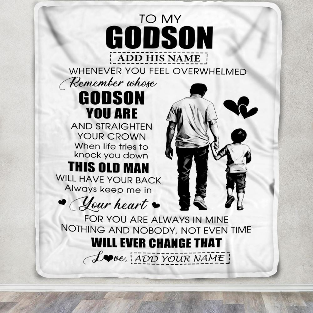 Personalized To My Godson Gifts Blanket From Uncle Whenever Man Unique Birthday Gifts For Godson Graduation Christmas Custom Fleece Throw Blanket | siriusteestore