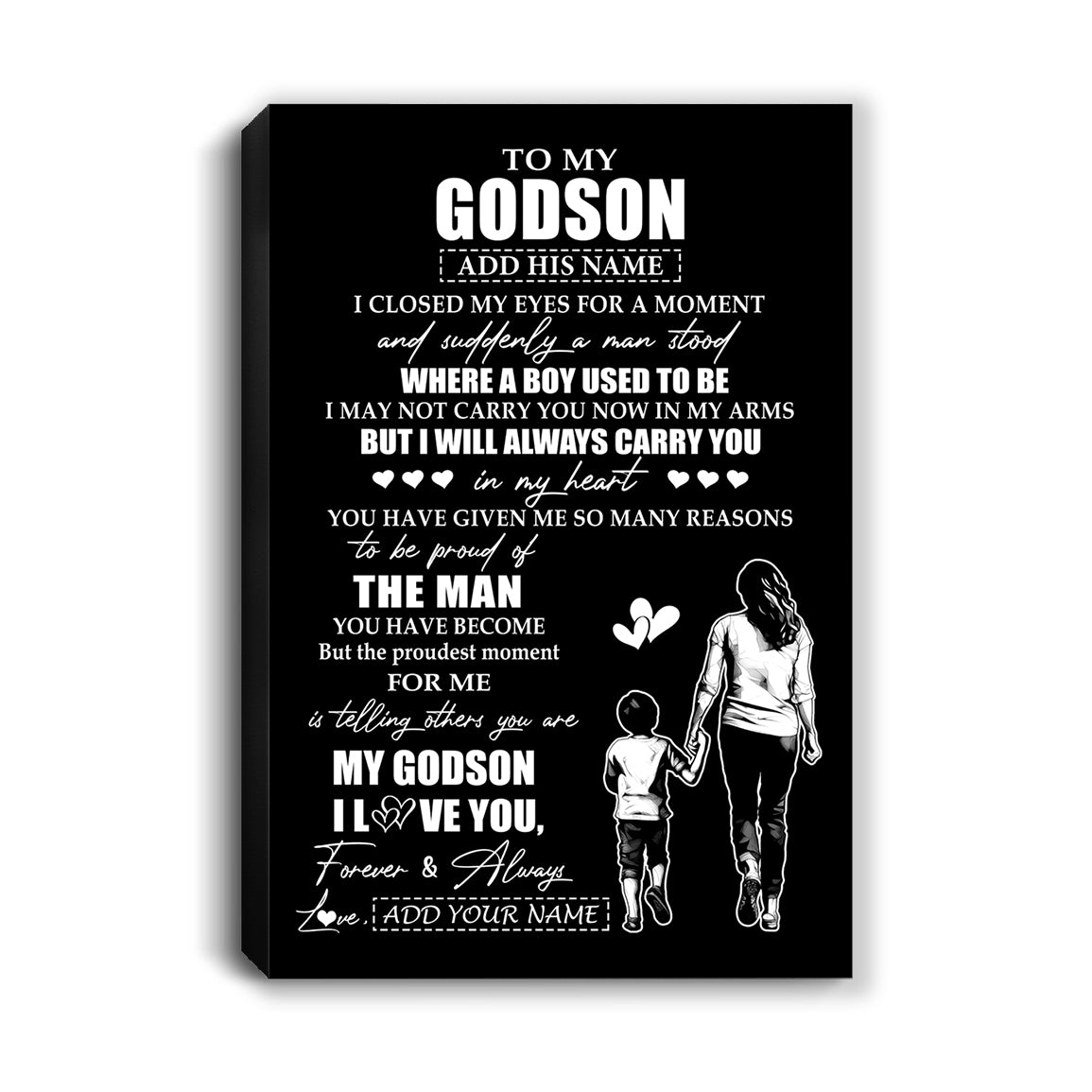 Personalized To My Godson Gifts Canvas From Godmother Aunt I Closed My Eyes For A Moment Godson Birthday Graduation Christmas Custom Wall Art Print Framed Canvas | siriusteestore