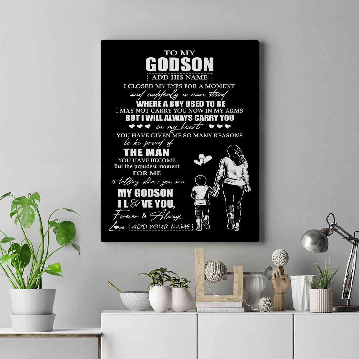 Personalized To My Godson Gifts Canvas From Godmother Aunt I Closed My Eyes For A Moment Godson Birthday Graduation Christmas Custom Wall Art Print Framed Canvas | siriusteestore