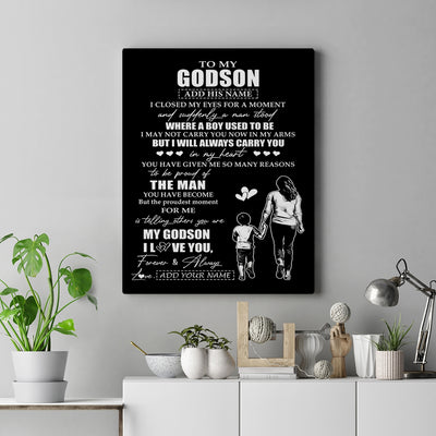 Personalized To My Godson Gifts Canvas From Godmother Aunt I Closed My Eyes For A Moment Godson Birthday Graduation Christmas Custom Wall Art Print Framed Canvas | siriusteestore