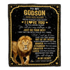 Personalized To My Godson Gifts From Aunt Godmother Blanket Lion I Love You Graduation Birthday Gifts For Godson Christmas Customized Fleece Throw Blanket | siriusteestore