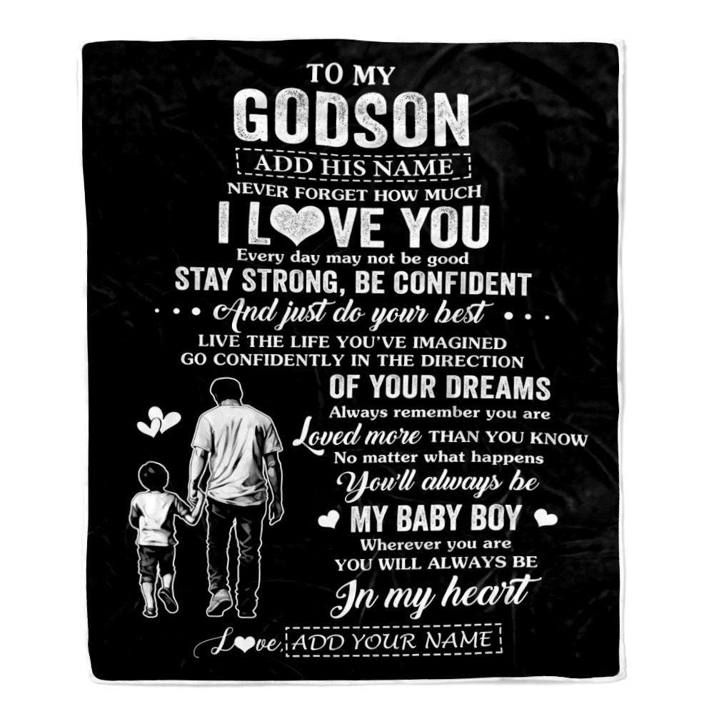 Personalized To My Godson Gifts From Godfather Uncle Blanket Never Forget How Much I Love You Godson Birthday Graduation Christmas Customized Fleece Blanket | siriusteestore