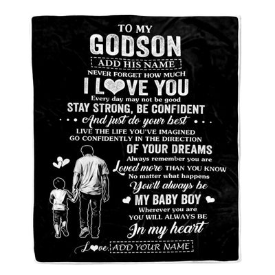 Personalized To My Godson Gifts From Godfather Uncle Blanket Never Forget How Much I Love You Godson Birthday Graduation Christmas Customized Fleece Blanket | siriusteestore
