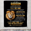 Personalized To My Godson Gifts From Godfather Uncle Blanket Old Lion Love You Godson Birthday Gifts Graduation Christmas Customized Fleece Throw Blanket | siriusteestore