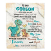 Personalized To My Godson Gifts From Godmother Blanket Dinosaur Letter I Hugged This Gifts For Godson Birthday Graduation Christmas Custom Fleece Blanket | siriusteestore