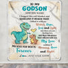Personalized To My Godson Gifts From Godmother Blanket Dinosaur Letter I Hugged This Gifts For Godson Birthday Graduation Christmas Custom Fleece Blanket | siriusteestore