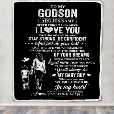 Personalized To My Godson Gifts From Godmother Blanket Never Forget How Much I Love You Godson Birthday Graduation Christmas Customized Fleece Throw Blanket | siriusteestore