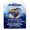 Personalized To My Godson Gifts From Godmother Uncle Blanket Don't Give Up Eagle Gifts For Godson Birthday Graduation Christmas Customized Fleece Blanket | siriusteestore