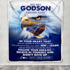 Personalized To My Godson Gifts From Godmother Uncle Blanket Don't Give Up Eagle Gifts For Godson Birthday Graduation Christmas Customized Fleece Blanket | siriusteestore