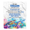 Personalized To My Godson Gifts From Godmother Uncle Blanket Don't Give Up Turtle Gifts For Godson Birthday Graduation Christmas Customized Fleece Blanket | siriusteestore