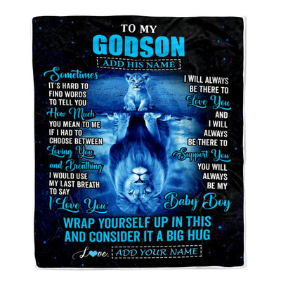 Personalized To My Godson Gifts From Uncle Godmother Blanket Sometimes Lion Godson Birthday Gifts Graduation Christmas Customized Fleece Throw Blanket | siriusteestore