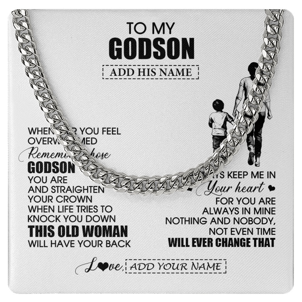 Cuban Link Chain Necklace Stainless Steel | 1 | Personalized To My Godson Gifts Necklace From Godmother Aunt Whenever Woman Unique Birthday Gifts For Godson Graduation Christmas Custom Gift Box Message Card | siriusteestore.myshopify
