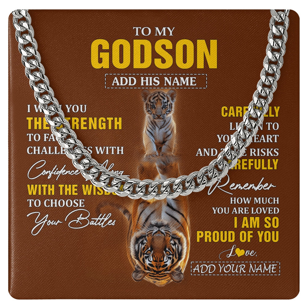 Cuban Link Chain Necklace Stainless Steel | 1 | Personalized To My Godson Gifts Necklace From Godmother Godfather I Wish You The Strength Tiger Godson Birthday Gifts Christmas Graduatio Gift Box Message Card | https://siriusteestore.