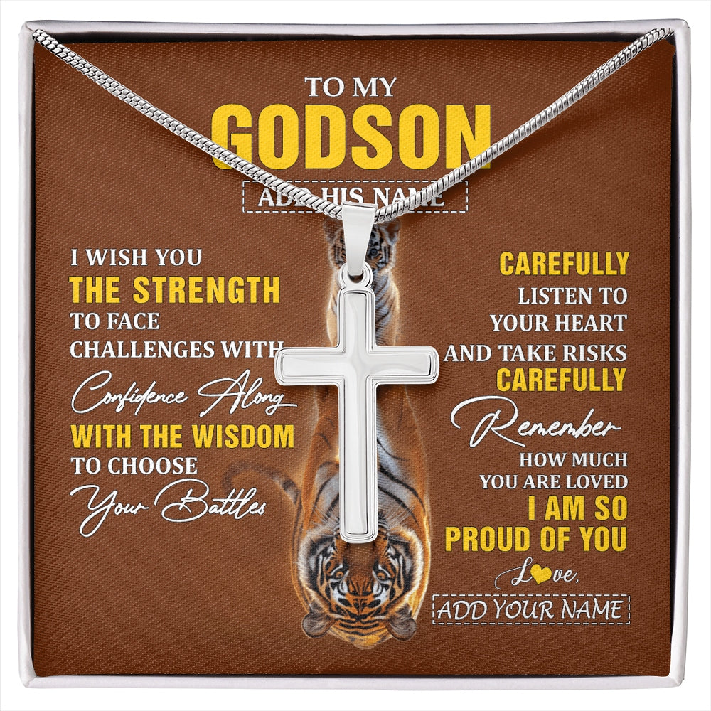 Stainless Cross Necklace Stainless Steel | 1 | Personalized To My Godson Gifts Necklace From Godmother Godfather I Wish You The Strength Tiger Godson Birthday Gifts Christmas Graduatio Gift Box Message Card | https://siriusteestore.