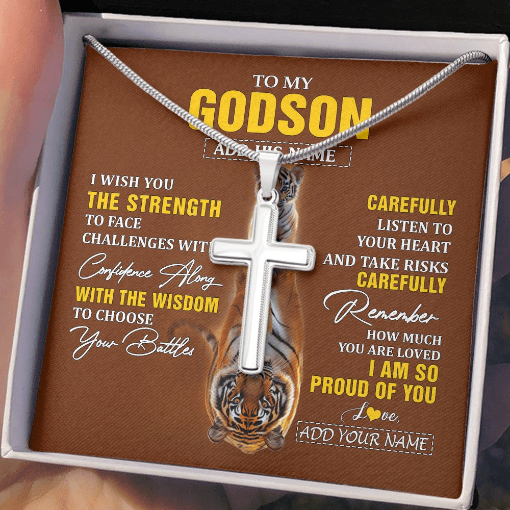Stainless Cross Necklace Stainless Steel | 2 | Personalized To My Godson Gifts Necklace From Godmother Godfather I Wish You The Strength Tiger Godson Birthday Gifts Christmas Graduatio Gift Box Message Card | https://siriusteestore.