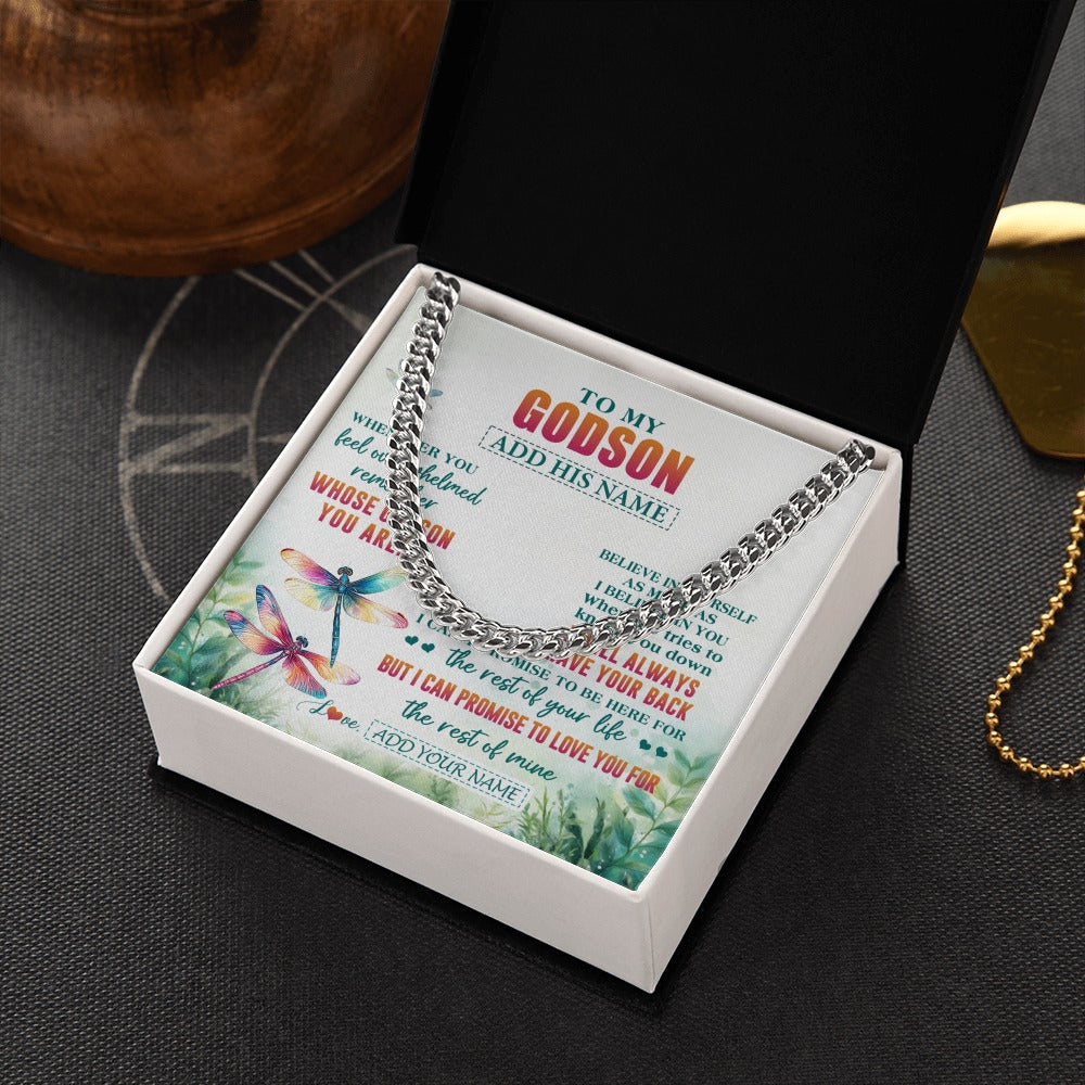 Cuban Link Chain Necklace Stainless Steel | 2 | Personalized To My Godson Gifts Necklace From Godmother Godmother Whenever You Feel Dragonfly Godson Birthday Gifts Graduation Christmas Gift Box Message Card | https://siriusteestore.