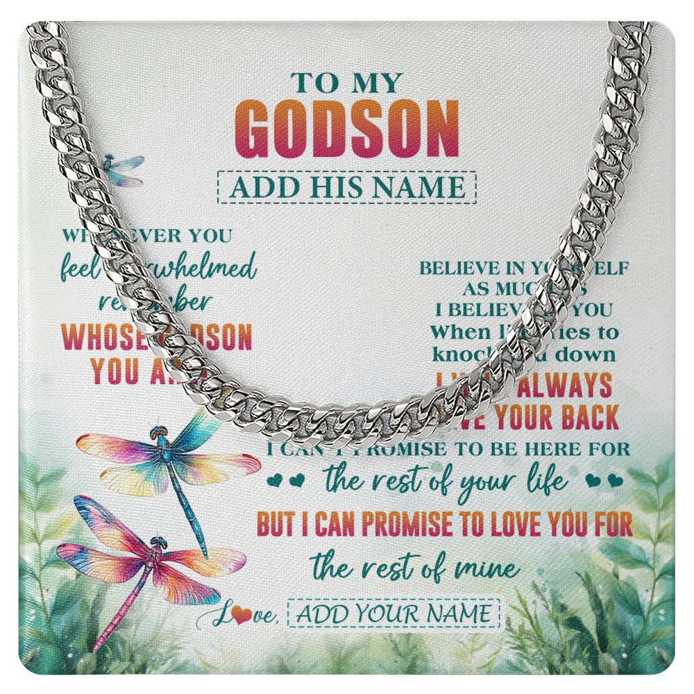 Cuban Link Chain Necklace Stainless Steel | 1 | Personalized To My Godson Gifts Necklace From Godmother Godmother Whenever You Feel Dragonfly Godson Birthday Gifts Graduation Christmas Gift Box Message Card | https://siriusteestore.