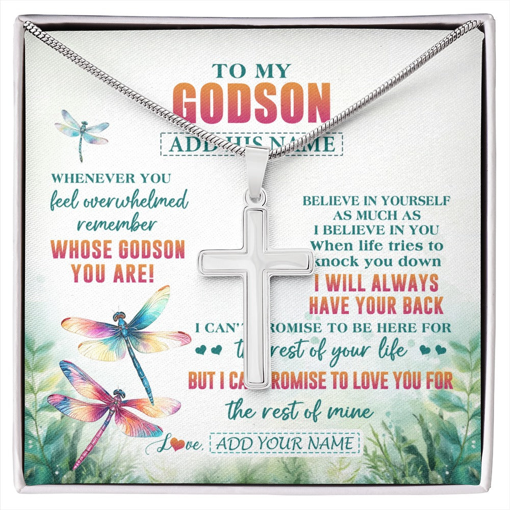 Stainless Cross Necklace Stainless Steel | 1 | Personalized To My Godson Gifts Necklace From Godmother Godmother Whenever You Feel Dragonfly Godson Birthday Gifts Graduation Christmas Gift Box Message Card | https://siriusteestore.